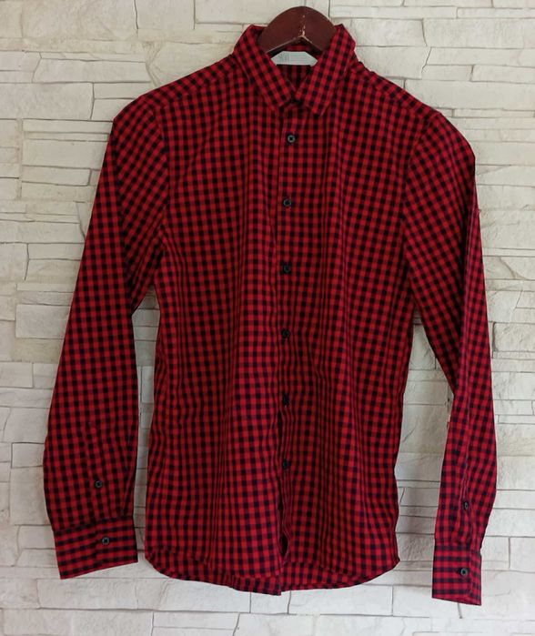 Fajna koszula w czerwono-czarną kratę marki H&M