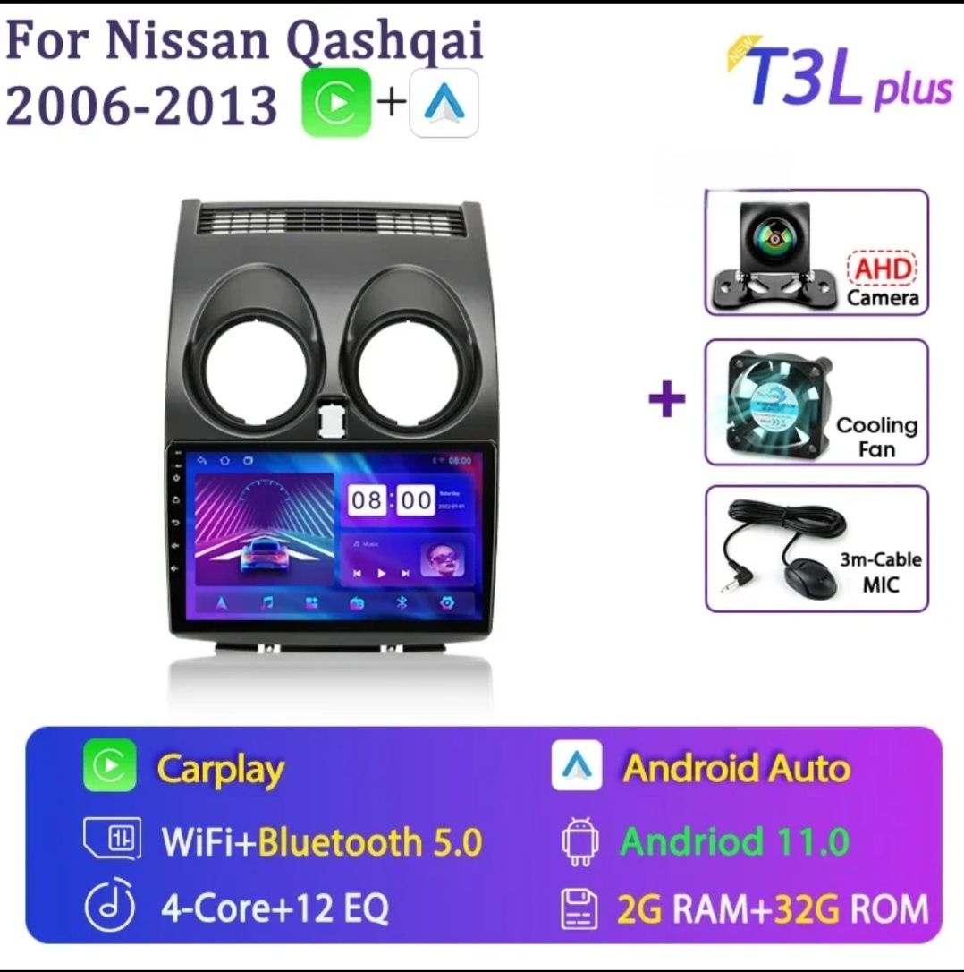 Автомагнітола Ніссан Кашкай 2006 2013р. Nissan Qashqai 2 Android Auto