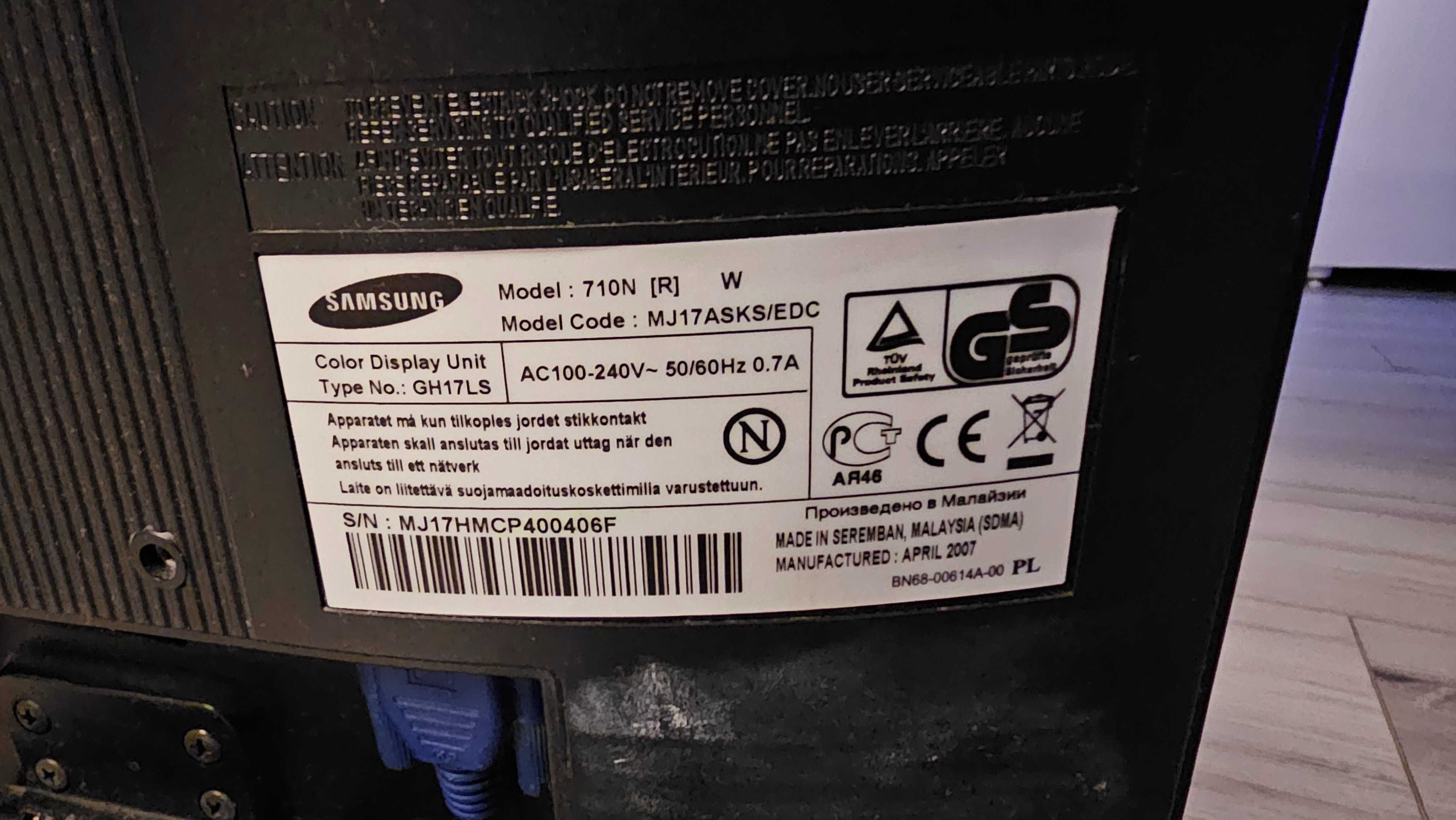 Monitor Samsung SyncMaster 710n 1280x1024 17"