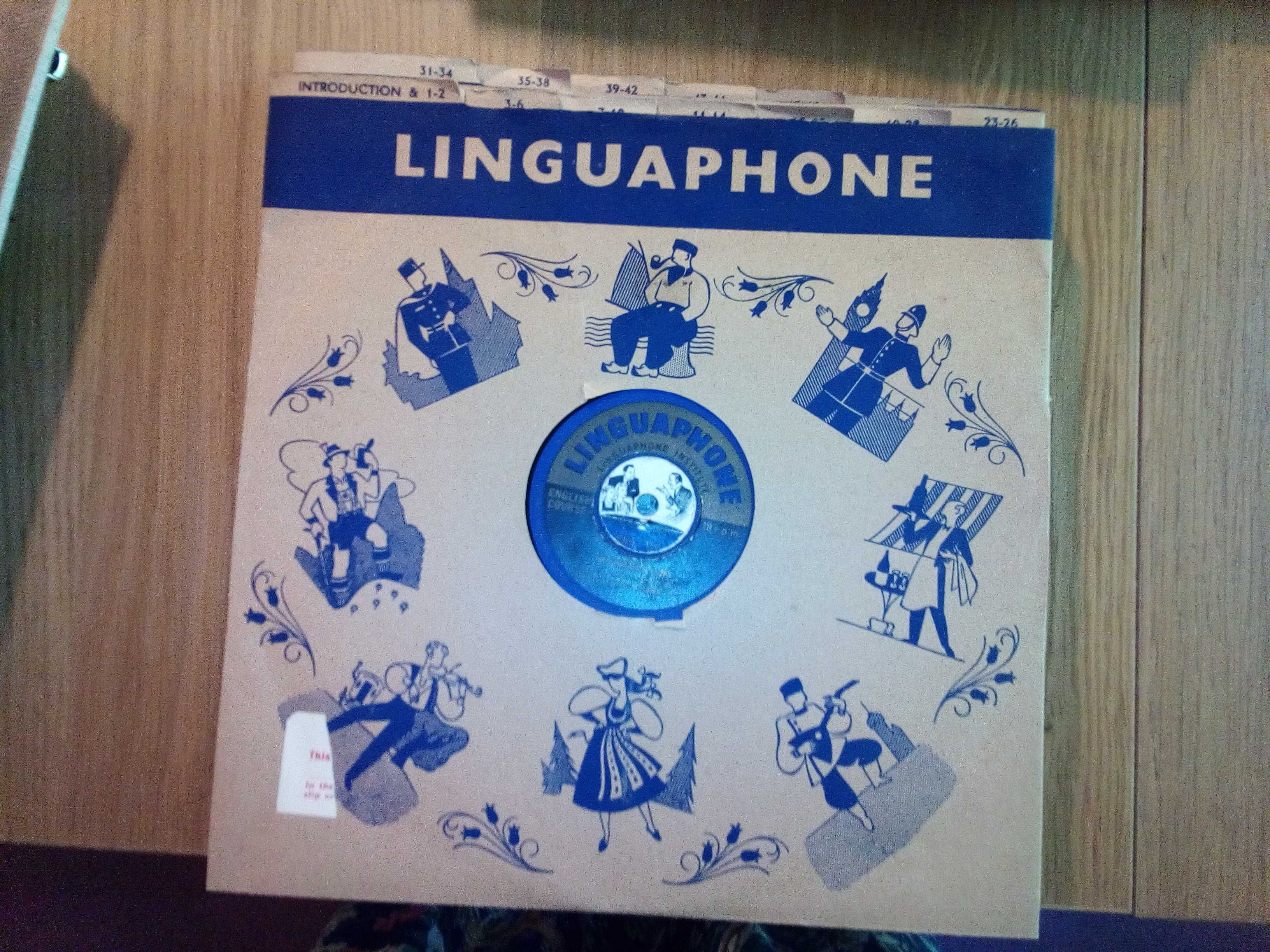 Linguaphone Curso de Inglês em discos de Vinil com mala