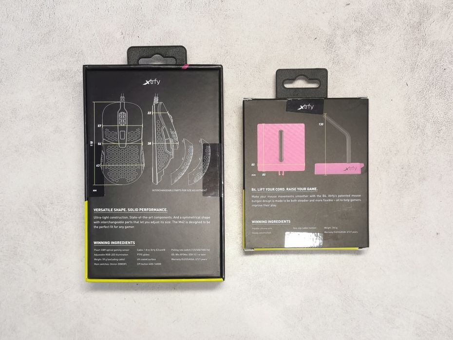Mysz przewodowa dla graczy Xtrfy M42 RGB różowa + Xtrfy B4 Bungee różo