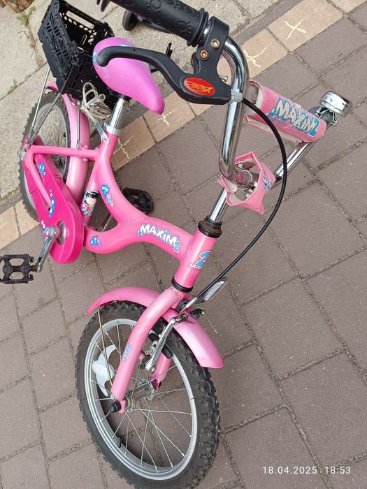 Rowerek 16 cali rower koła boczne kułka bagażnik dzwonek koszyk