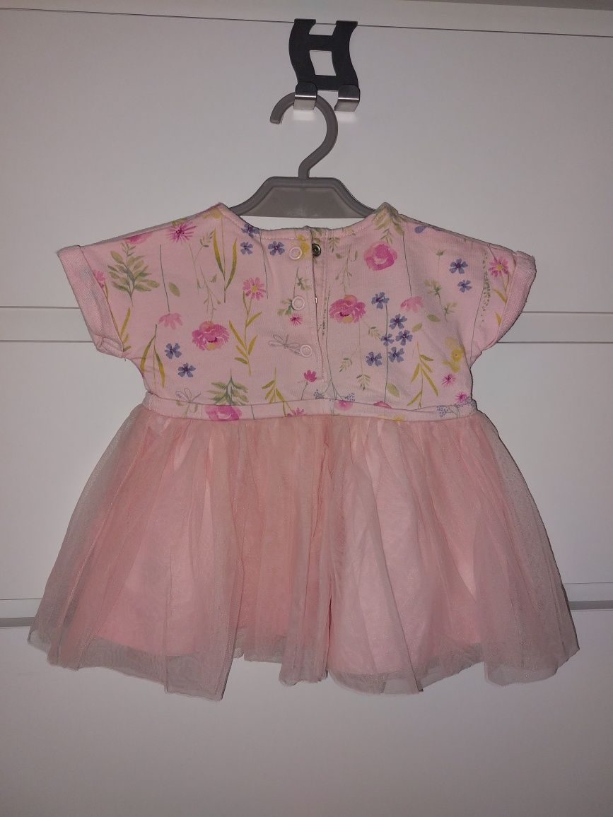 Sukienka różowa tiulowa w kwiaty 56-62 cm Mothercare
