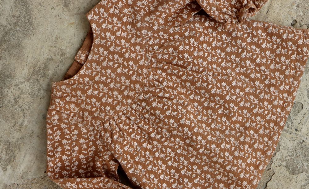 Sztruksowa bluzka Zara 62 cm karmelowa kwiaty jesienna