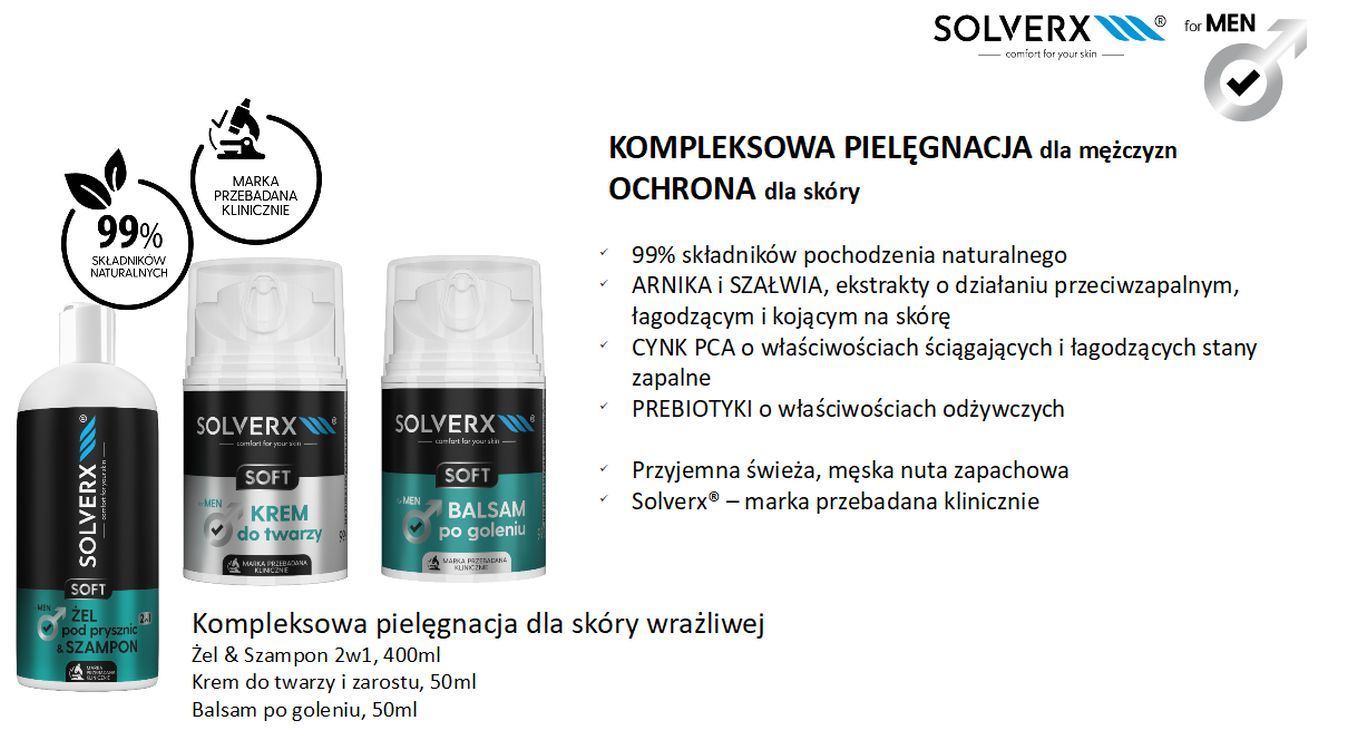 SOLVERX SOFT MEN Balsam po goleniu do cery wrażliwej