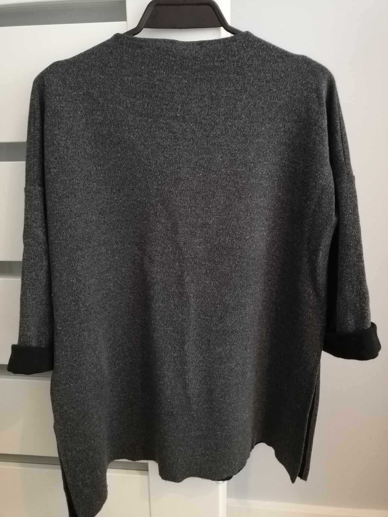 Oversize sweter Zara S 36 szary melanż gładki