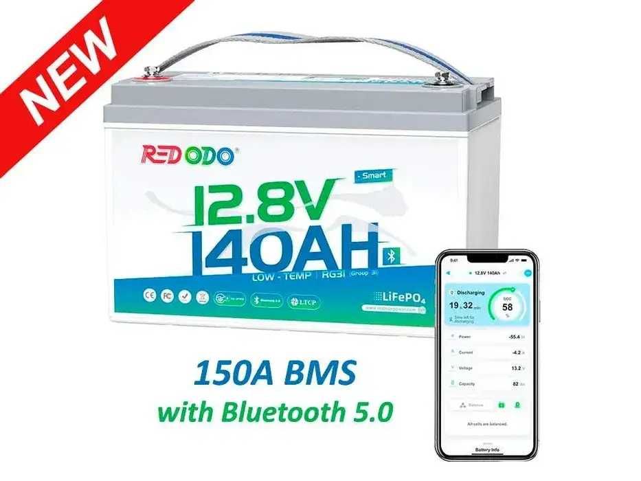 Акумулятор Lifepo4 Redodo акумуляторна батарея 12V 140Ah Bluetooth