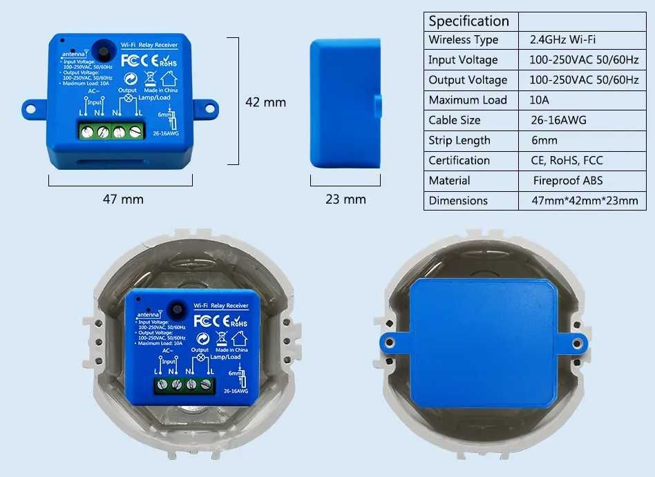 2x Loratap Tuya Smart Life Tiny WiFi Switch Socket Module Smart Light