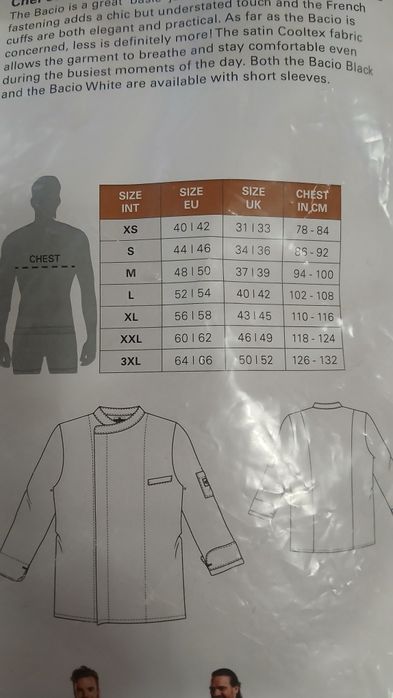 Nowy fartuch kucharski Chaud Devant Chef Jacket Bacio Black XXL