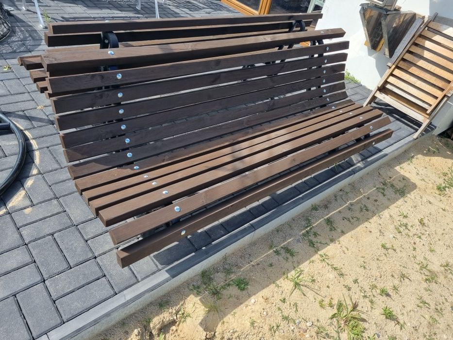 Ławki prl retro metal i drewno loft