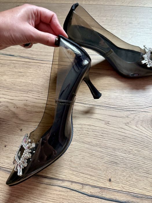 Transparentne czółenka szpilki Reserved 36