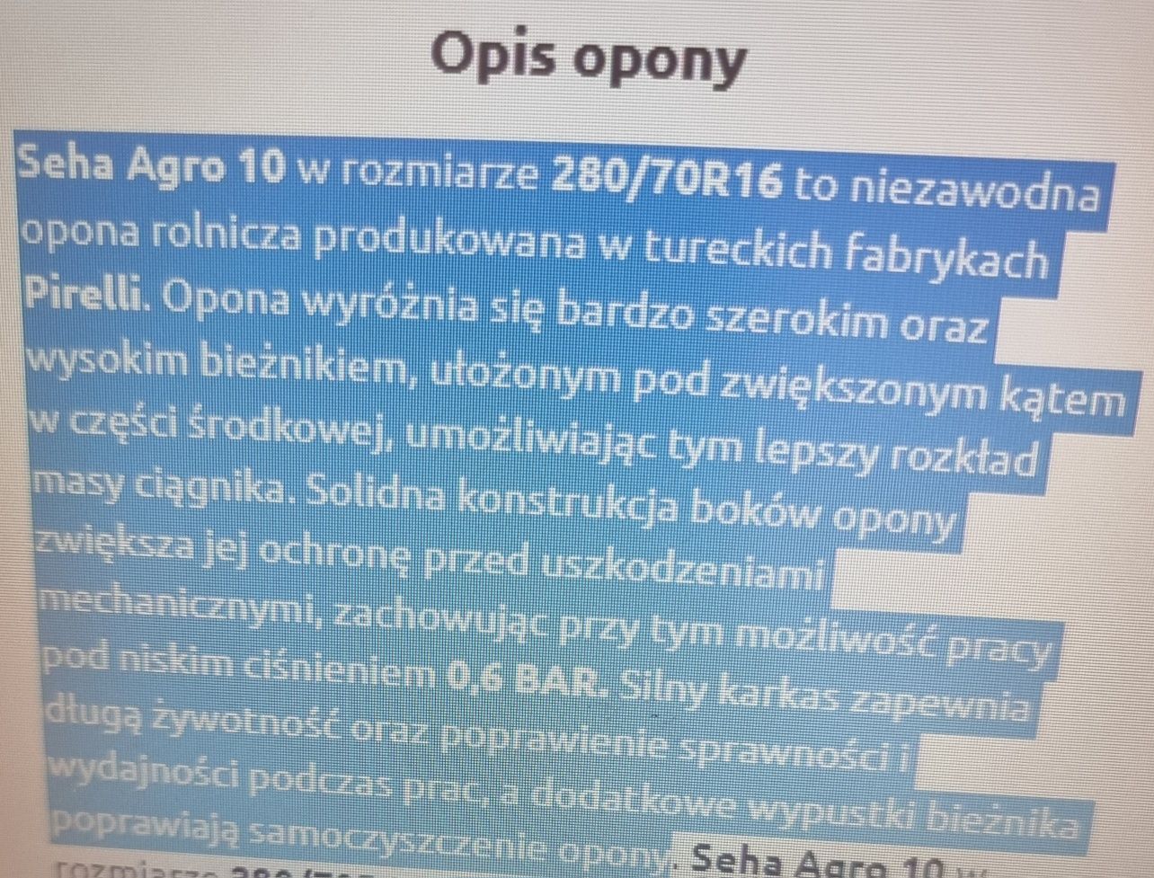 Nowe Opony Seha Agro 10 Nowe! Komplet 280/70r 16 okazja