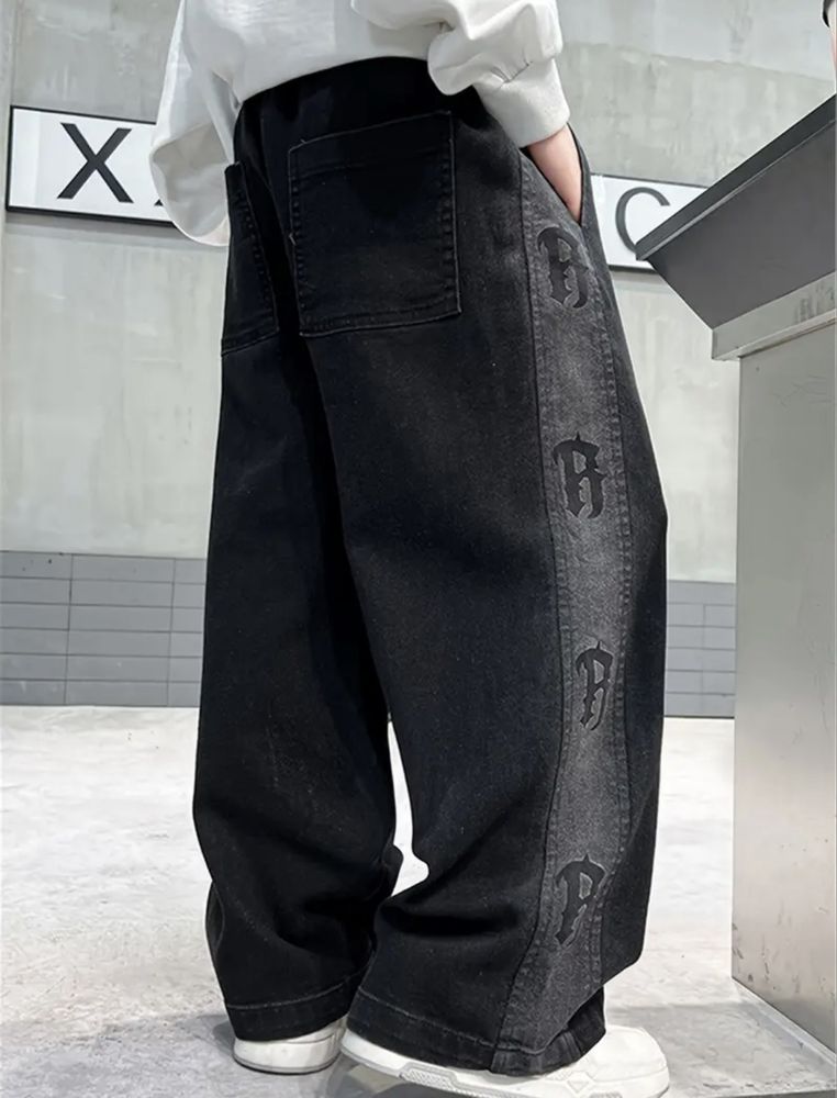 підліткові широкі чорні джинси багі baggy черные широкие джинсы