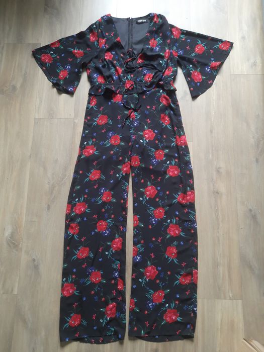 Kombinezon kwiaty wzorzysty elegancki wizytowy 38 M