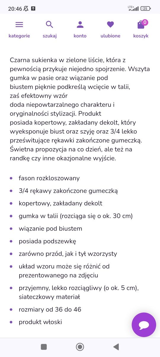 Śliczna włoska sukienka  r. M