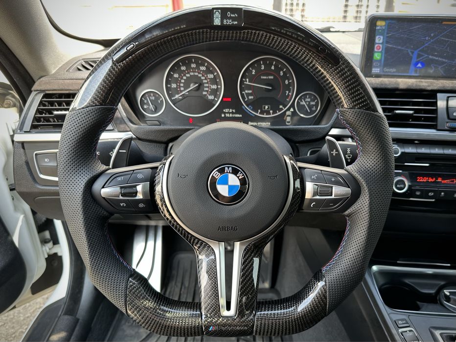 М руль карбон скошеный + LED  BMW x5 f10 f15 f25 f30 f32 f20 f22 f01