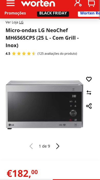 Micro-ondas LG NeoChef MH6565CPS (25 L - Com Grill - Inox)
