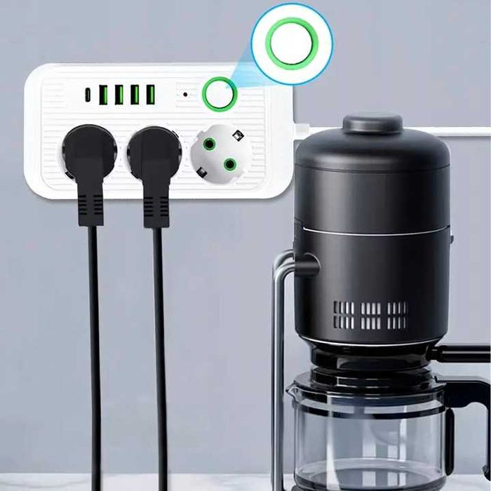 Listwa zasilająca przedłużacz 2m 3xgniazda 5x USB ładowarka włącznik