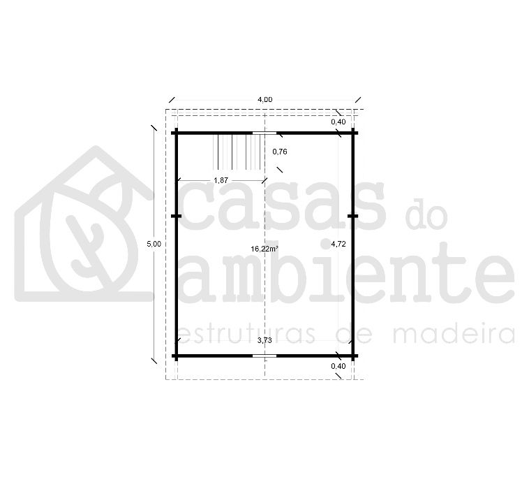 Casa de Madeira Pré-fabricada 5mx4m (20m2 + Sótão)