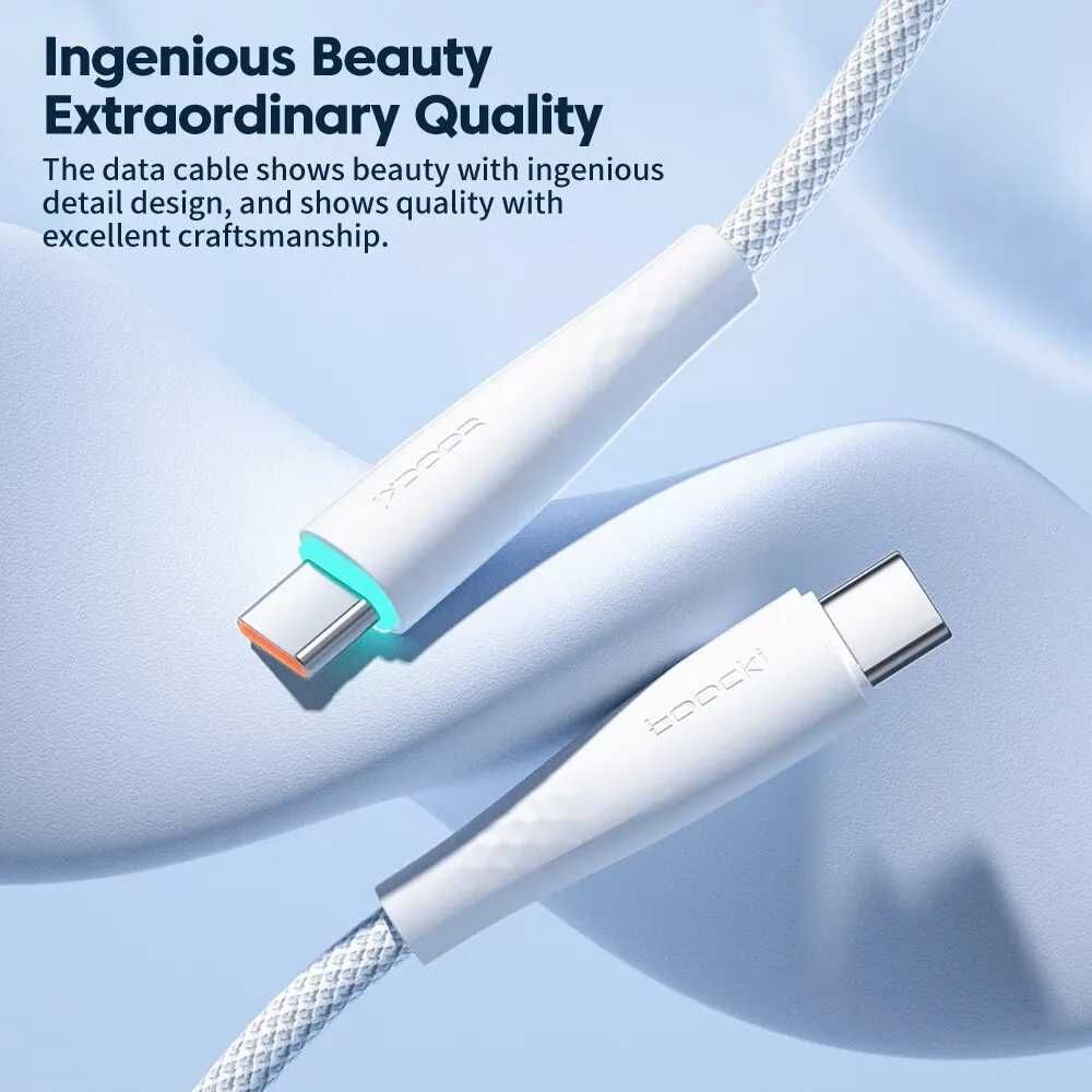 Kabel USB C do USB C ładowanie transmisja danych biały 1 metr Toocki