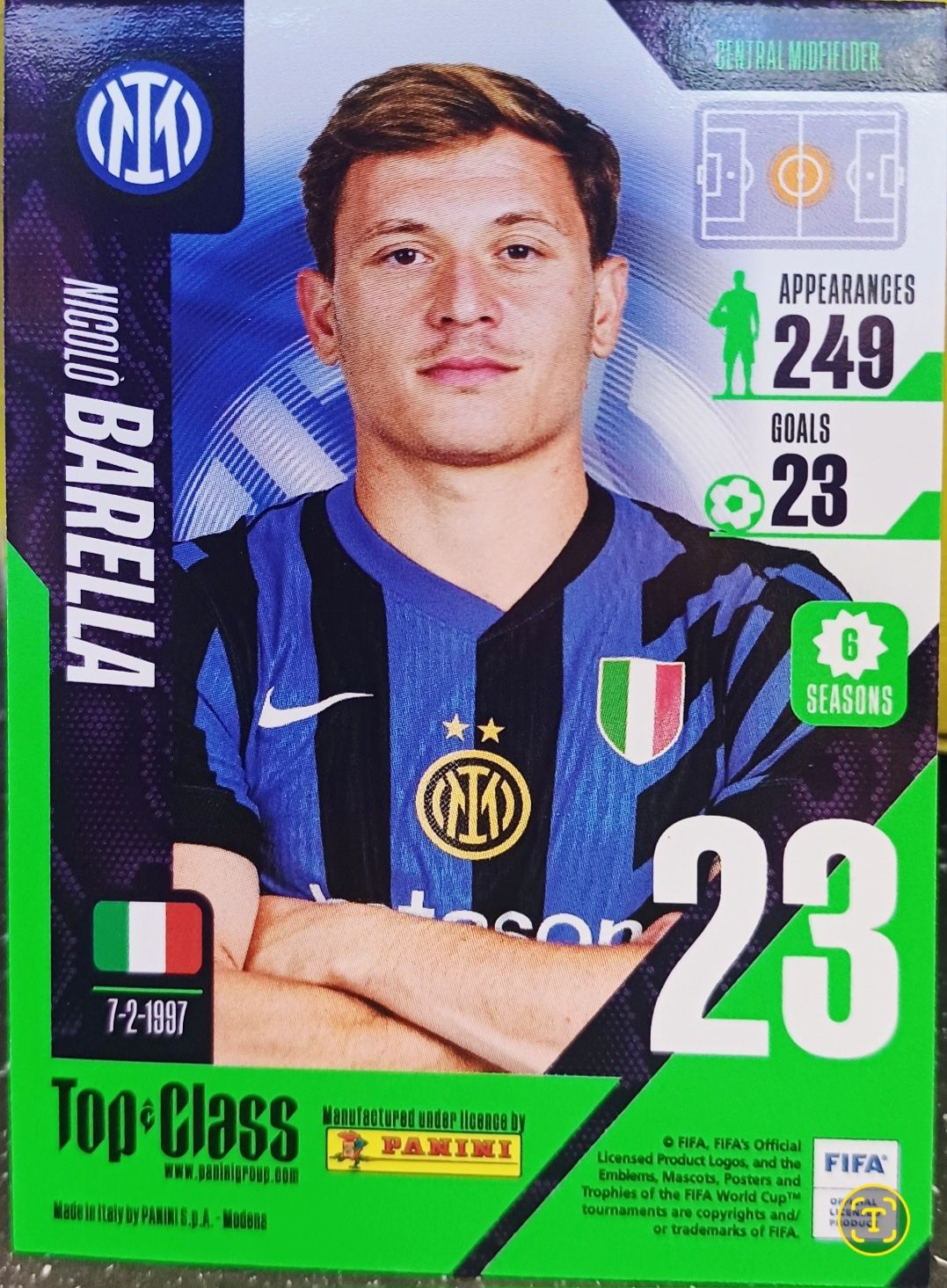 Karta kolekcjonerska Panini Top Class – Nicolò Barella nr 49