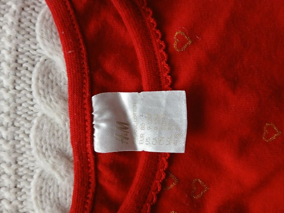 Czerwona bawełniana sukienka H&M na 80 cm
