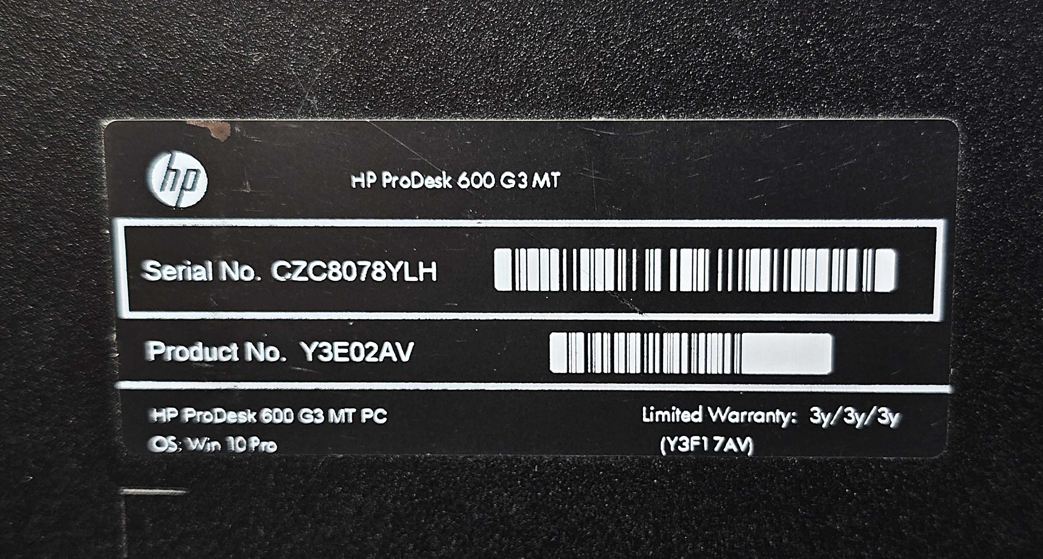 Комп'ютер HP Prodesk 600 G3 MiniTower i3-7100 8Gb DDR4 SSD 128Gb