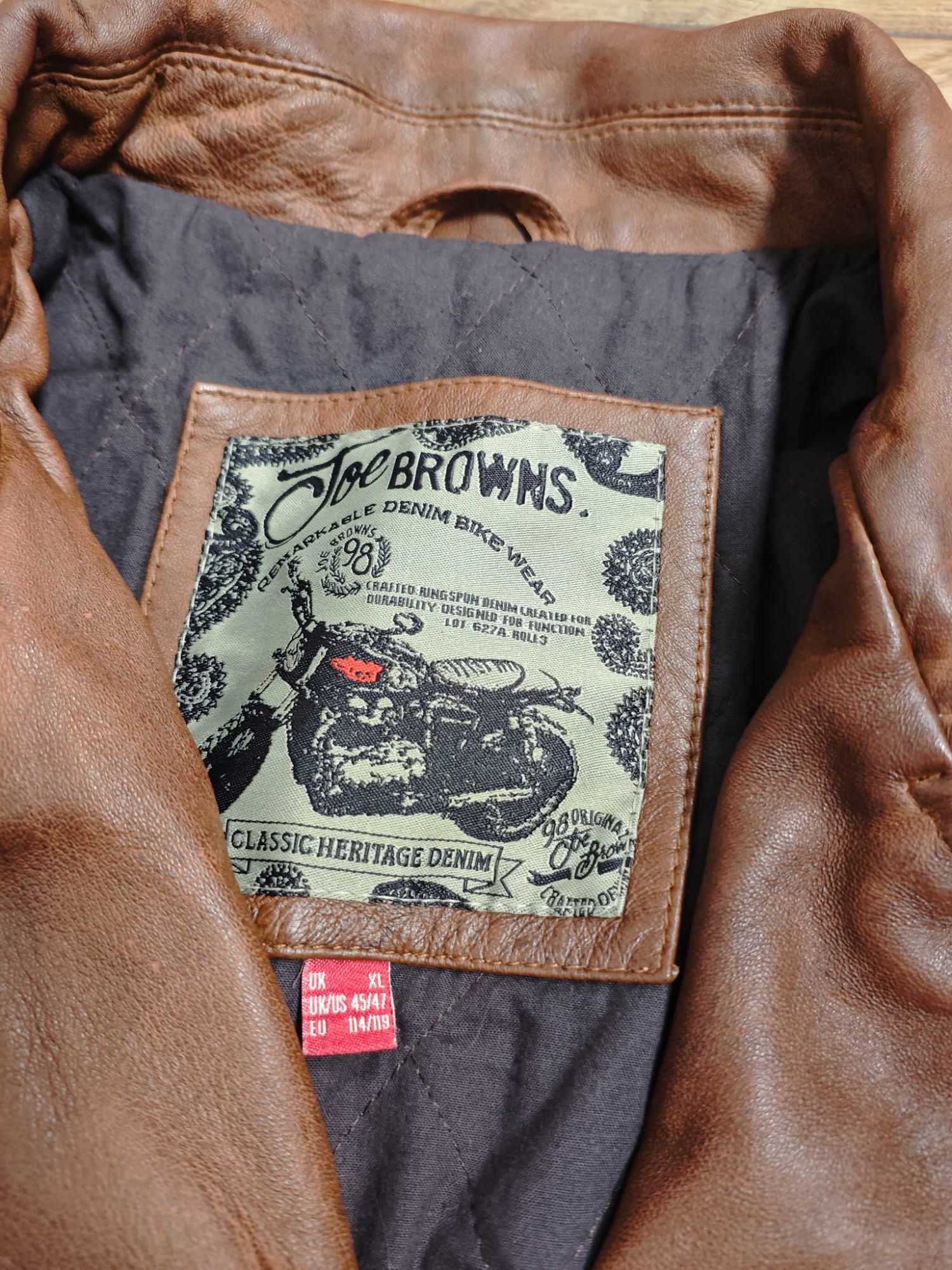 Joe browns р XL шкіряна коричнева коньяк косуха куртка чоловіча осіння