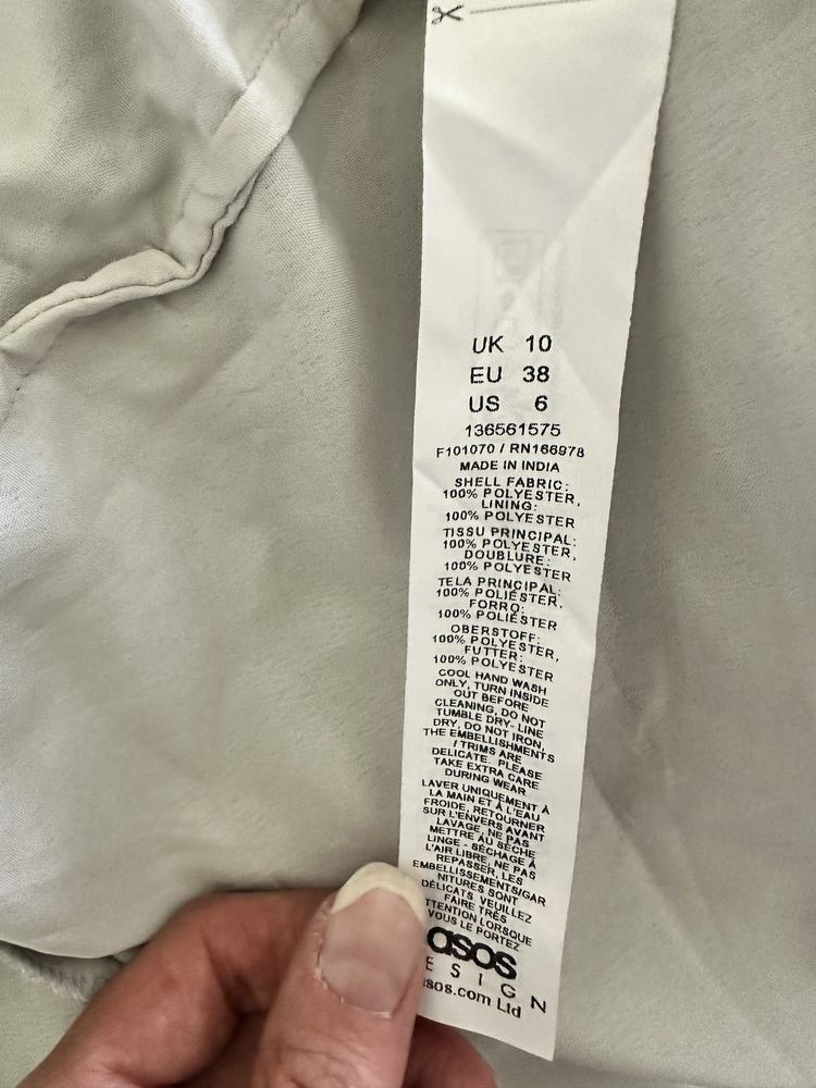 Sukienka mini srebrna z frędzlami ASOS  38 cekiny wesele impreza