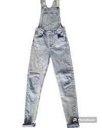 Jeansowe  spodnie ogrodniczki  H&M 164