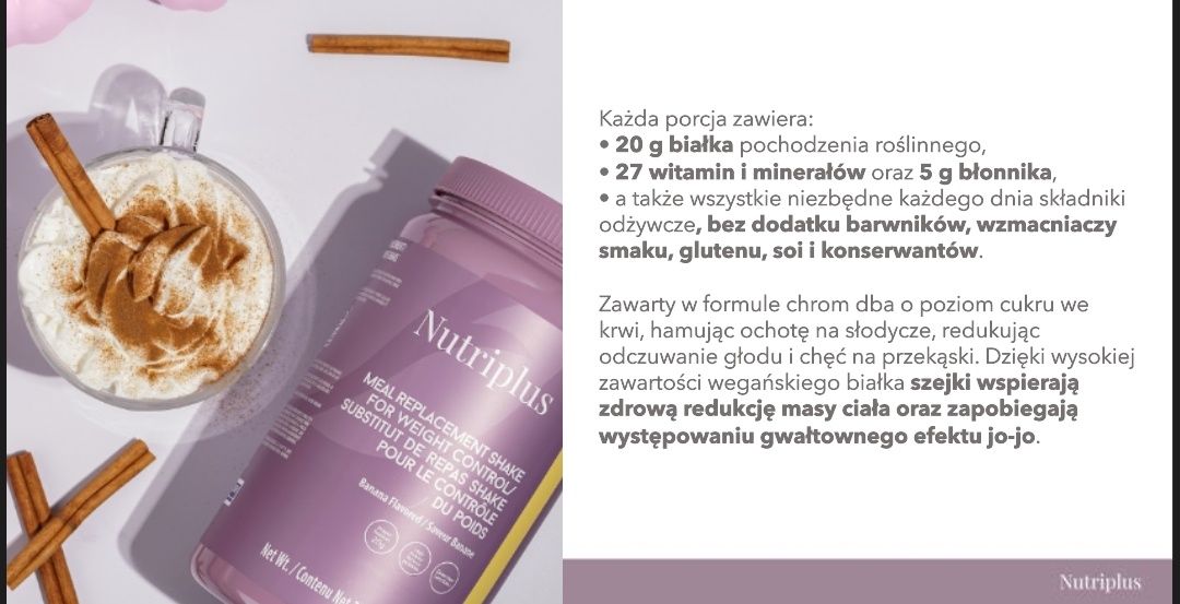 Białko wegańskie ,shake,posiłek zastępczy Nutriplus Farmasi truskawka