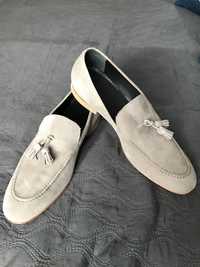 Alberto Guardiani szare zamszowe loafersy 9