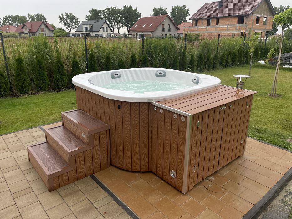 Garden SPA Balia Akryl Kompozyt, Thermo Sosna Piec Drewno