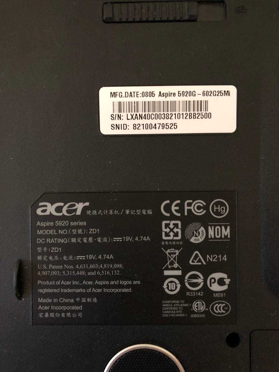 Ноутбук Acer Aspire 5920G