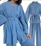 Nowy zestaw komplet kimono spodnie kominowa muślin muślinowa rayon