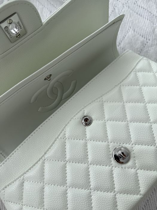 Сумка Chanel 2,55 шкіра | біла | срібна фурнітура