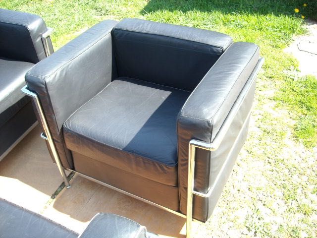 Sofa i fotele Le Corbusier, vintage Bauhaus