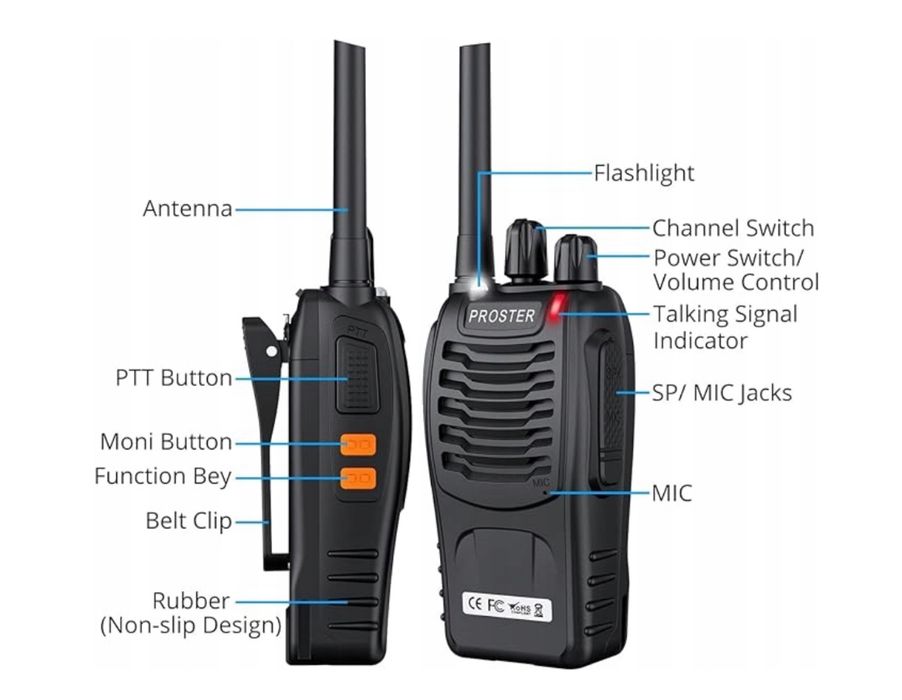Krótkofalówka Walkie Talkie Policyjne Radio Telefon Duży Zasięg