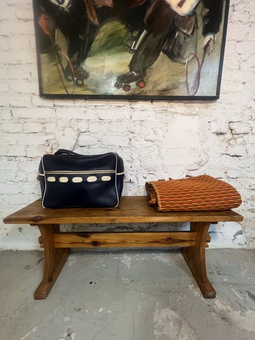 Ławka drewniana w stylu goralskim zydel prl vintage retro