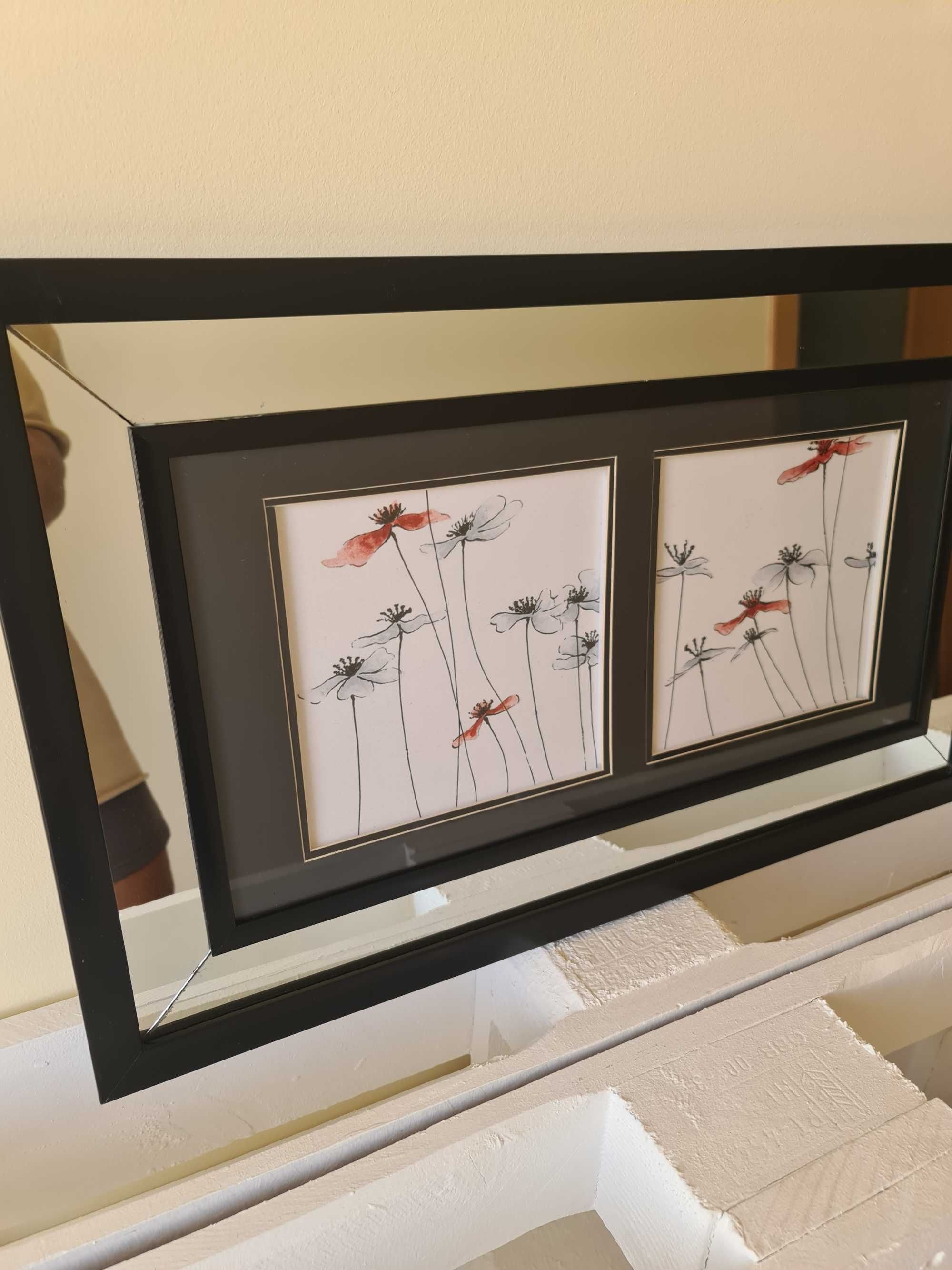 Quadro Moldura com Espelho Flores Botânico Botanic Flowers Mirror