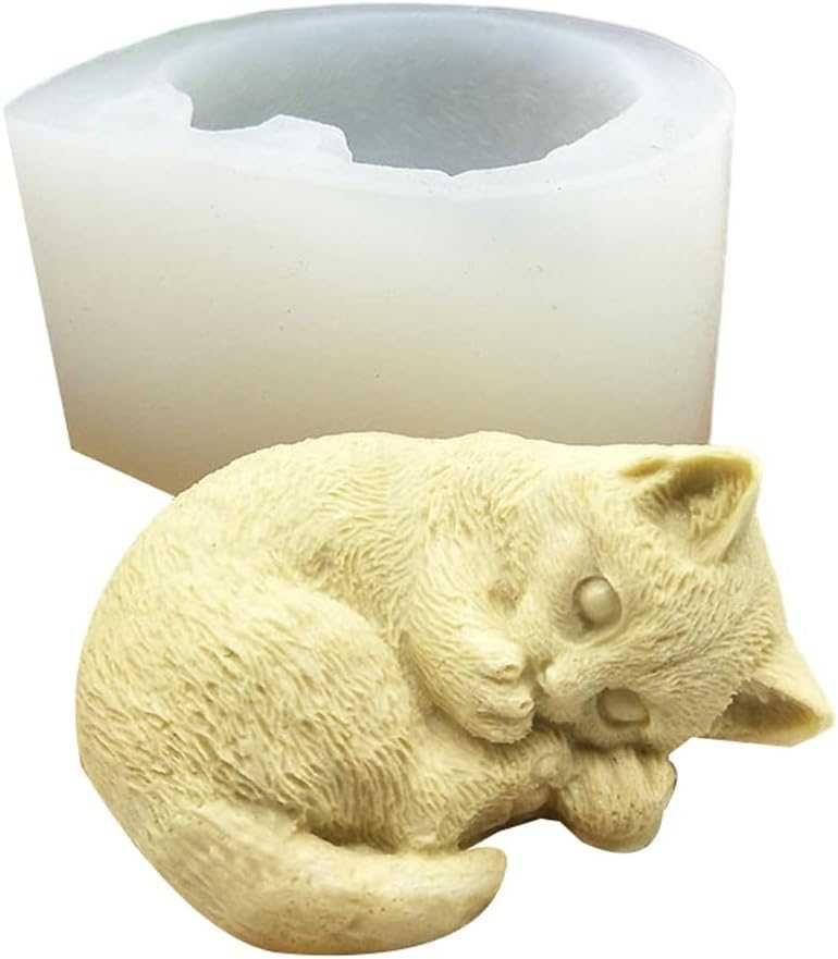 Forma silikonowa 3D z kotem, miły śpiący kot forma do odlewania mydła