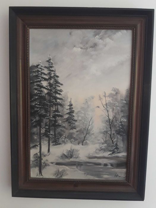 Obraz olejny na płótnie - pejzaż zimowy