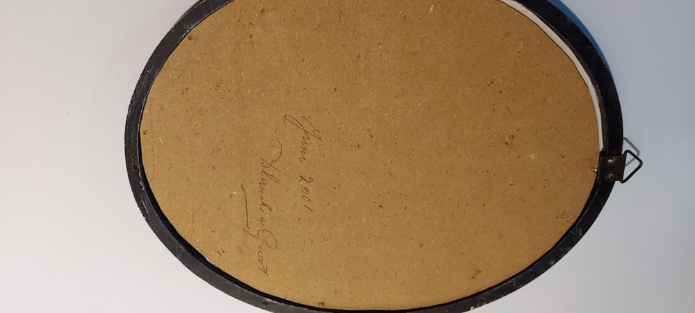 Stary obrazek Ręcznie malowany w drewniane ramce