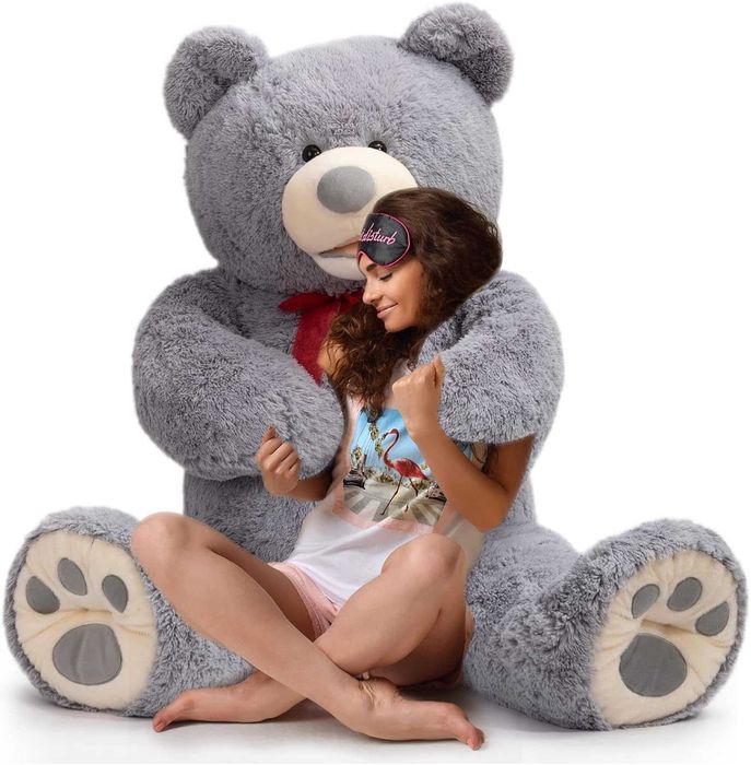 HollyHOME Miś 150 cm, duży miś XXL, przytulanka, szary, prezent.
