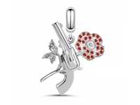 Srebrny Koralik Charms Beads Rewolwer I Róża Rose New158