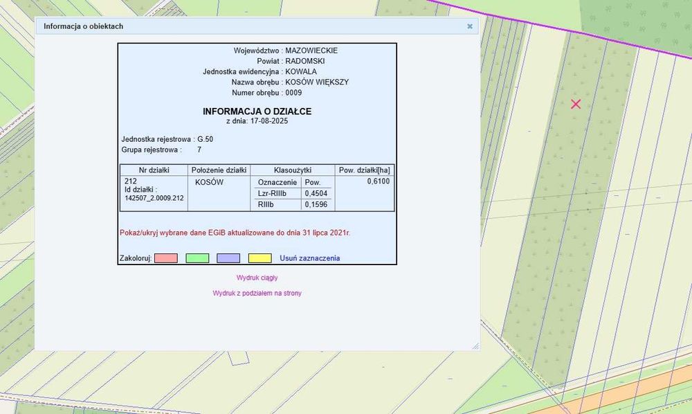 Działka przemysłowa nr 212 obręb KOSÓW WIĘKSZY 009,  6100m2