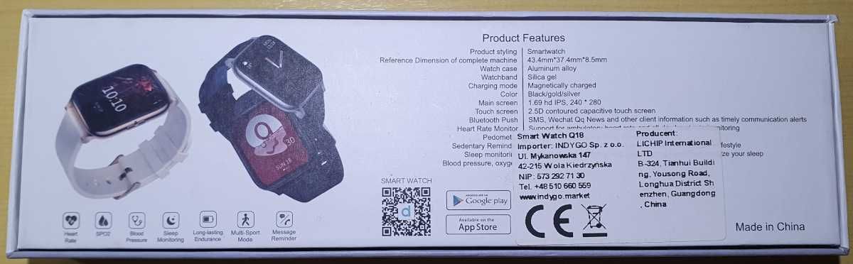 SmartWatch damski LiChip B-324 1,69 cali metalowa koperta