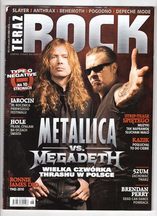 Teraz Rock 6(88) 2010 Metallica vs. Megadeth wkładka Type O Negative