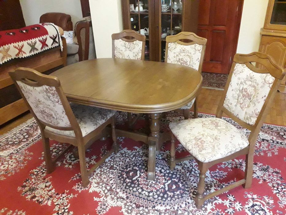 Stół dębowy + 4 krzesła, Zestaw