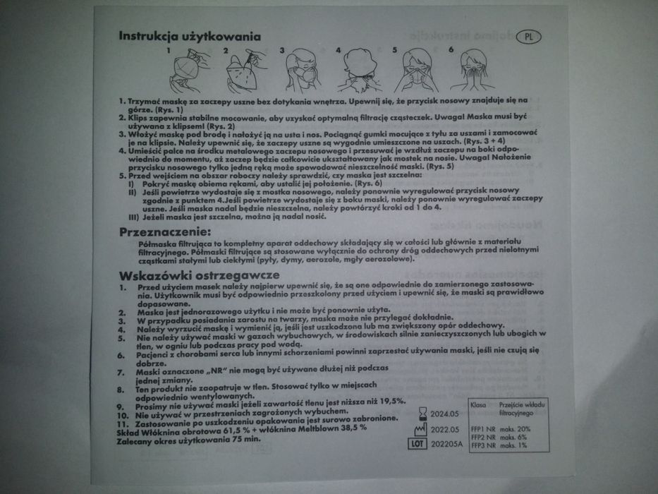 Parkside maska przeciwpyłowa 30 szt.